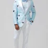 Light Blue Peak Lapel 2 Pieces One Button Men's Prom Suits