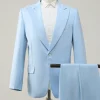 Light Blue Peak Lapel 2 Piece Men's Prom Suits