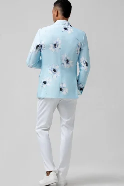 Light Blue Peak Lapel 2 Pieces One Button Men's Prom Suits