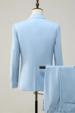Light Blue Peak Lapel 2 Piece Men's Prom Suits