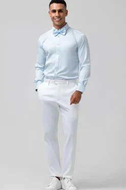 Light Blue Peak Lapel 2 Pieces One Button Men's Prom Suits