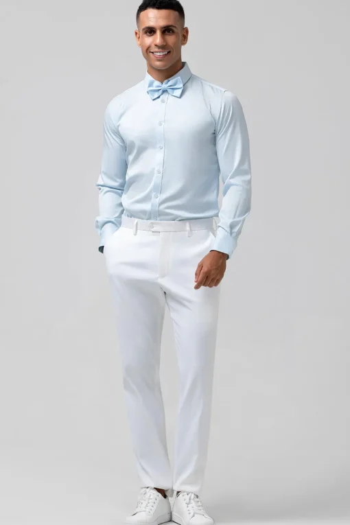Light Blue Peak Lapel 2 Pieces One Button Men's Prom Suits