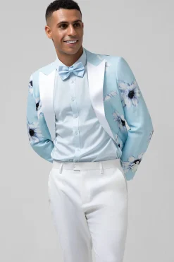 Light Blue Peak Lapel 2 Pieces One Button Men's Prom Suits
