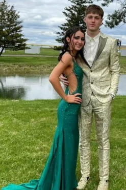 Light Golden Peak Lapel Single Breasted 2-Piece Prom Suits
