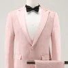 Light Pink 3 Piece Peak Lapel Jacquard One Button Men's Prom Suits