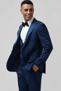 Light Pink 3 Piece Peak Lapel Jacquard One Button Men's Prom Suits