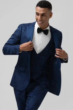 Light Pink 3 Piece Peak Lapel Jacquard One Button Men's Prom Suits