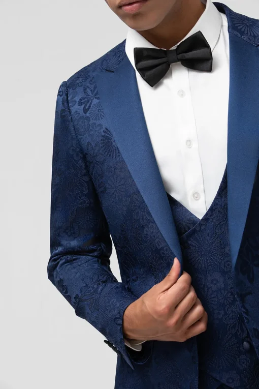 Light Pink 3 Piece Peak Lapel Jacquard One Button Men's Prom Suits