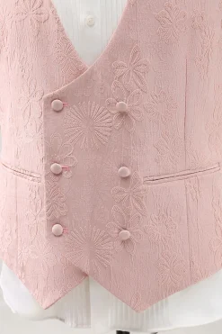 Light Pink 3 Piece Peak Lapel Jacquard One Button Men's Prom Suits
