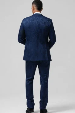 Light Pink 3 Piece Peak Lapel Jacquard One Button Men's Prom Suits
