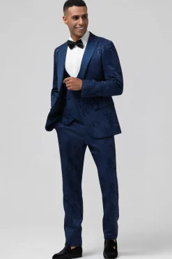 Light Pink 3 Piece Peak Lapel Jacquard One Button Men's Prom Suits