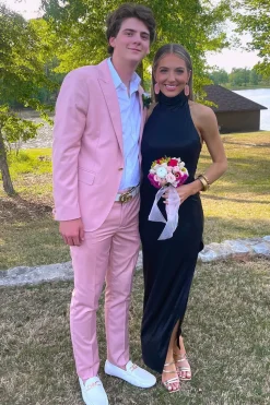 Light Pink Peak Lapel One Button 2-Piece Prom Suits with Pockets