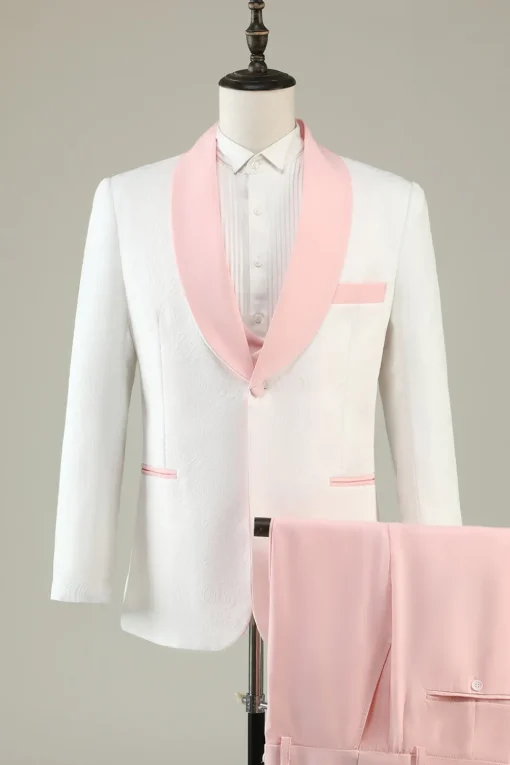 Light Pink Shawl Lapel 3 Piece Men's Prom Suits