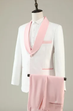 Light Pink Shawl Lapel 3 Piece Men's Prom Suits