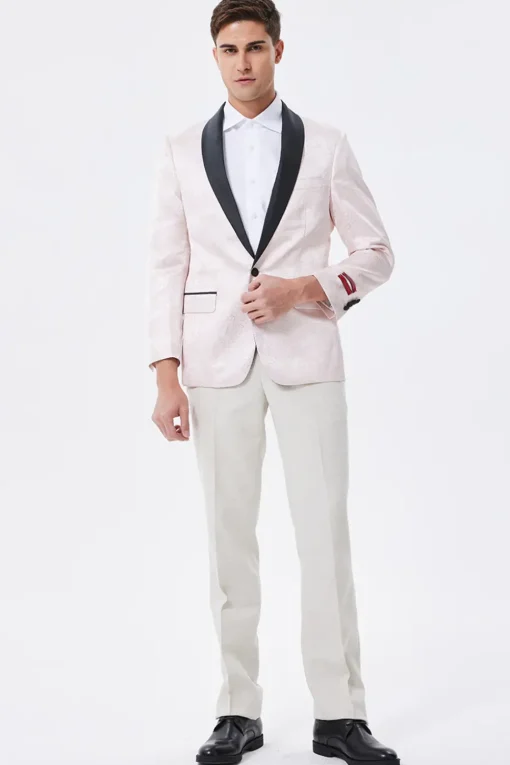 Light Pink Shawl Lapel Men's Blazer
