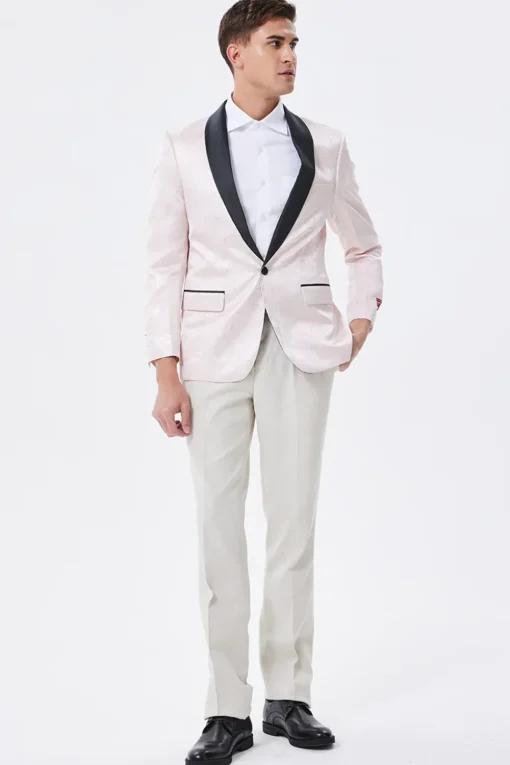 Light Pink Shawl Lapel Men's Blazer