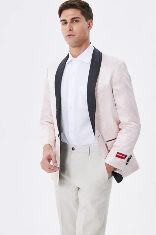 Light Pink Shawl Lapel Men's Blazer