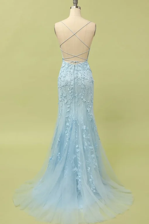 Light Purple Mermaid Long Prom Dress with Appliques