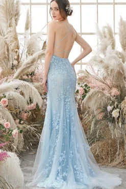 Light Purple Mermaid Long Prom Dress with Appliques