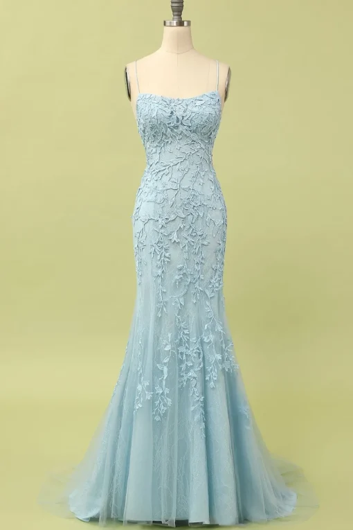 Light Purple Mermaid Long Prom Dress with Appliques
