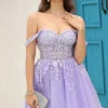 Lilac Corset Straps A-Line Graduation Dress