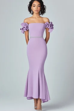 Lilac Mermaid Off The Shoulder Ruffles Formal Dress