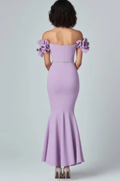 Lilac Mermaid Off The Shoulder Ruffles Formal Dress