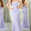 Lilac Mermaid Strapless Long Corset Prom Dress with Appliques