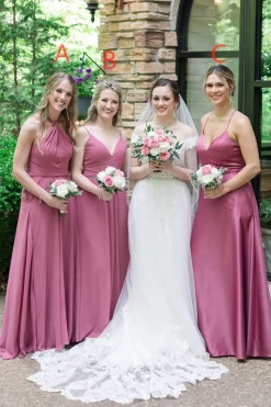 Mauve Chiffon Halter A-Line Long Bridesmaid Dress