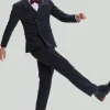 Men's 3 Piece Pinstripe Dark Grey Suit