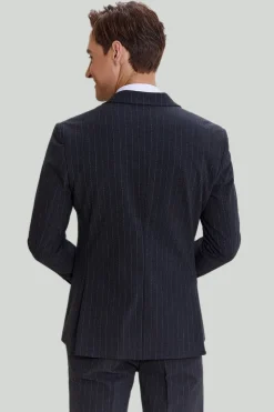 Men's 3 Piece Pinstripe Dark Grey Suit