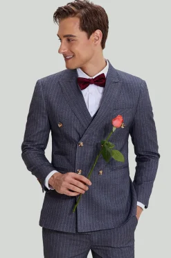 Men's 3 Piece Pinstripe Grey Suit