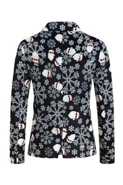 Men's Black Christmas Printed 3-Piece One Button Party Suits
