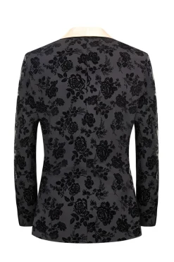 Men's Black Jacquard 3-Piece Shawl Lapel Prom Suits