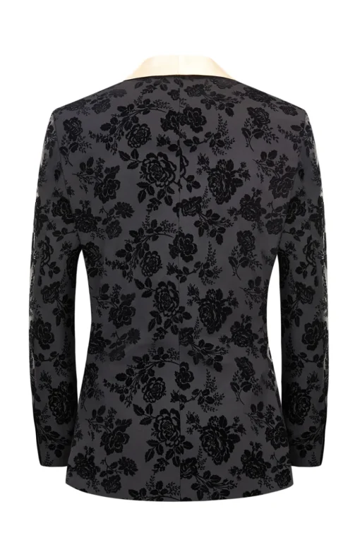 Men's Black Jacquard 3-Piece Shawl Lapel Prom Suits