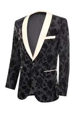 Men's Black Jacquard 3-Piece Shawl Lapel Prom Suits