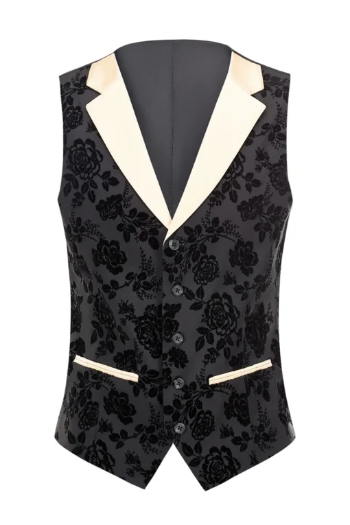 Men's Black Jacquard 3-Piece Shawl Lapel Prom Suits