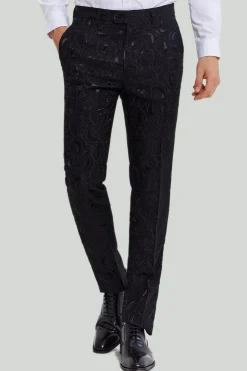 Men's Black 2-piece Jacquard One Button Fit Suit Set