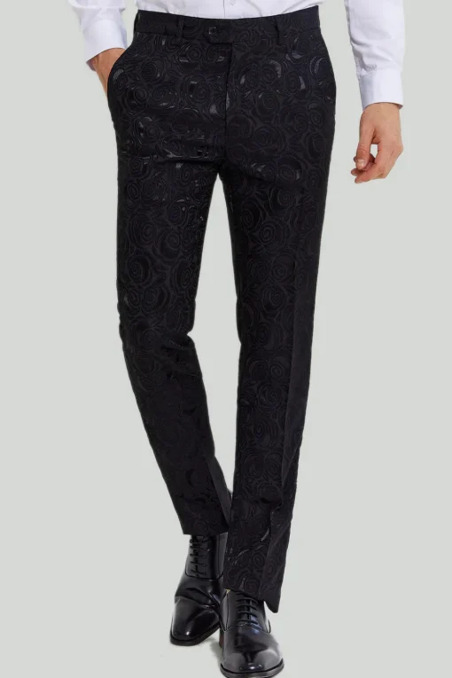 Men's Black 2-piece Jacquard One Button Fit Suit Set