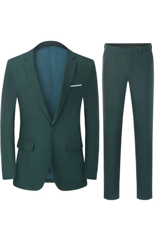 Men's Dark Green 2-Piece Notched Lapel Slim Fit Wedding Suits