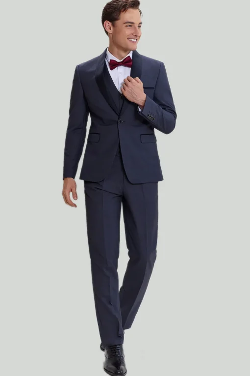 Men's Grey 3 Piece One Button Tuxedo