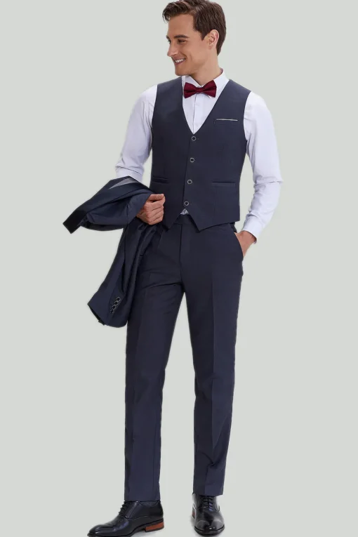 Men's Grey 3 Piece One Button Tuxedo