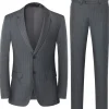 Men's Grey 3-Piece Notched Lapel Slim Fit Wedding Suits