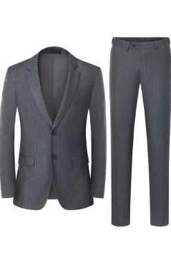 Men's Grey 3-Piece Notched Lapel Slim Fit Wedding Suits