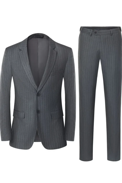 Men's Grey 3-Piece Notched Lapel Slim Fit Wedding Suits