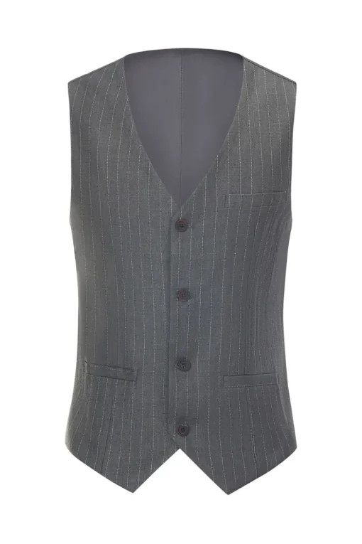 Men's Grey 3-Piece Notched Lapel Slim Fit Wedding Suits