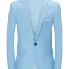 Men's Light Blue Notched Lapel One Button Wedding Blazer