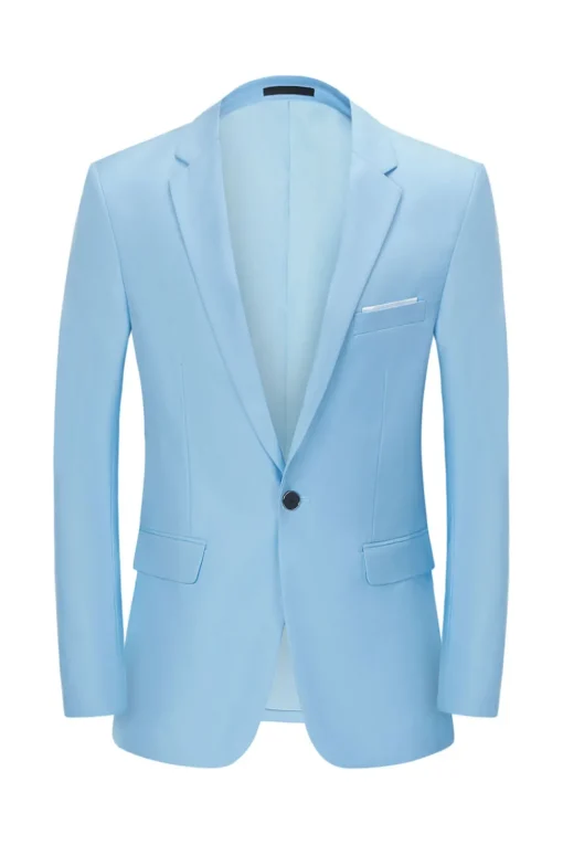 Men's Light Blue Notched Lapel One Button Wedding Blazer