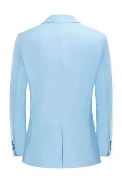 Men's Light Blue Notched Lapel One Button Wedding Blazer
