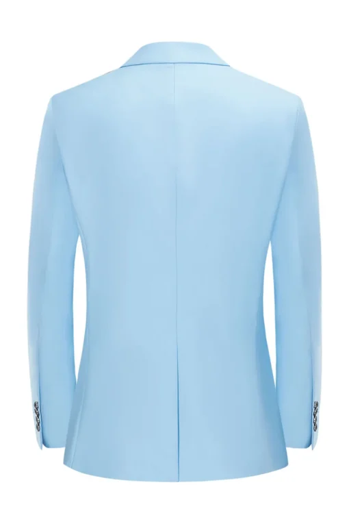 Men's Light Blue Notched Lapel One Button Wedding Blazer